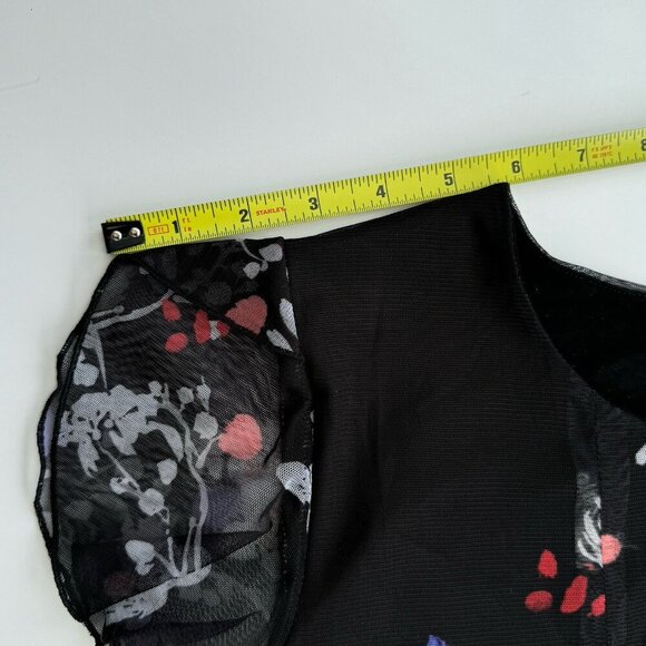 Desigual women's Top Sheer Embellished Rhinestones Floral Black Small - Picture 10 of 16